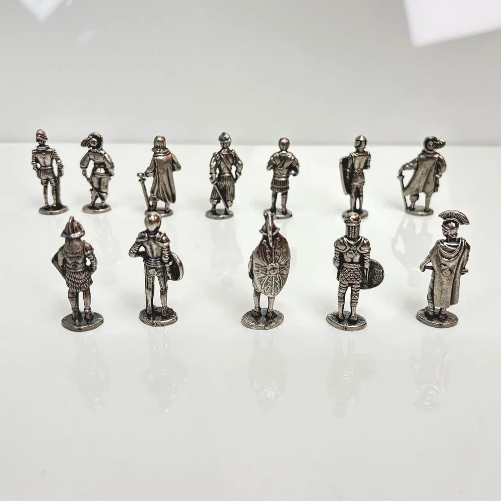 Vintage Silver Tone Toy Soldiers Metal Miniature Historical Figures 12pc Gaming